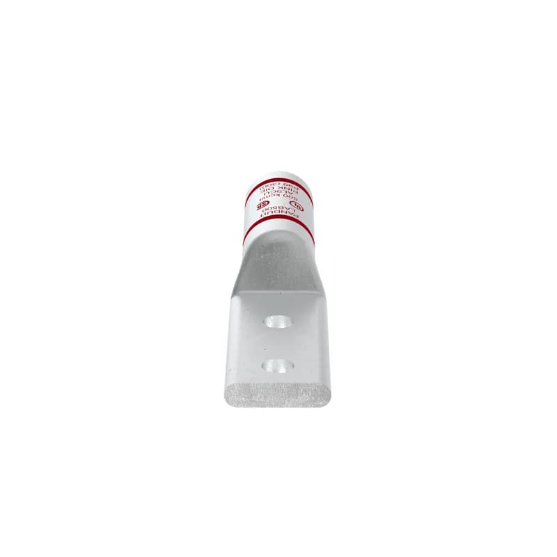 The LAB1000-12-8 Aluminum Compression Connector Lug, two hole, is manufactured from high conductivity thick wall aluminum with an enclosed barrel for harsh environments. The color-coded barrels are marked with Panduit and specified competitor die index numbers for proper crimp die selection. Factory pre-filled with joint compound and tin-plated to inhibit corrosion. cULus listed up to 35kV and temperature rated to 90 C.