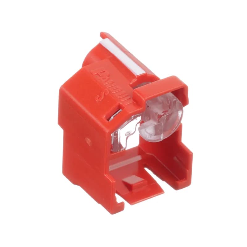 The Lock-In device secures patch cord connections to prevent unauthorized access or accidental removal. Super recessed device is used when jacks mount deeper from the surface. Extended hood protects locking mechanism. Includes 100 red devices and five removal tools.
