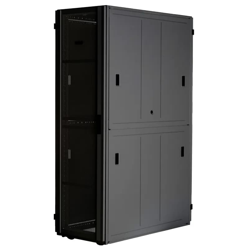 600mm x 42RU x 1070mm, Black, includes Single Hinged Perforated Front Door, Split Perforated Rear Door, Left and Right Side Panels, Cage Nut Equipment Rails, 1 Set PDU Mounting Bracket, Casters
