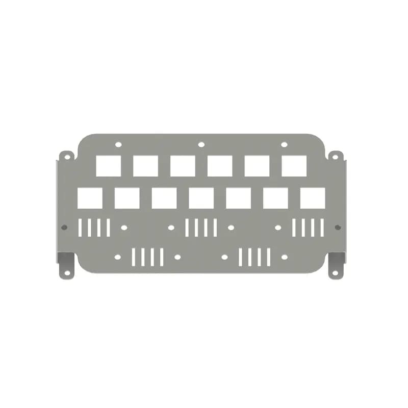 This HD Fusion Wall Mount Incoming Cable Plate is used along with the Panduit Universal Cable Managers (Panduit part number FLEX-CM12C, sold separately) to secure a larger number of cables. This Incoming Cable Plate includes 4 transition bundling clips (12 positions). This Incoming Cable Plate is gray in color.