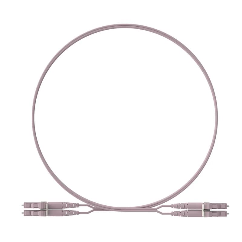 The duplex fiber patch cord is OS1/OS2 with 1.6mm cable zipcord jacket. It is Plenum (OFNP), features LC Duplex connectors, has standard insertion loss and is 15 meters in length. This cord is Keyed J - Rose LC Duplex on one end, non-keyed J - Rose LC Duplex connection on the other end as part of a keyed cabling systems that provides an additional layer of physical security, mating only with matching keyed components. The cable jacket color is rose.