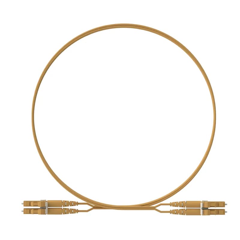 The duplex fiber patch cord is OS1/OS2 with 1.6mm cable zipcord jacket. It is Plenum (OFNP), features LC Duplex connectors, has standard insertion loss and is 5 meters in length. This cord is Keyed E - Orange LC Duplex on one end, non-keyed E - Orange LC Duplex connection on the other end as part of a keyed cabling systems that provides an additional layer of physical security, mating only with matching keyed components. The cable jacket color is orange.