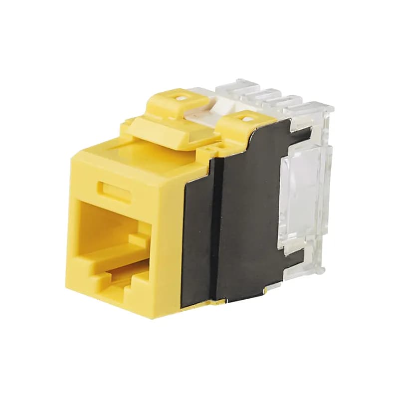 Panduit NK6X88MYL-Q - The NetKey Cat 6A UTP RJ45 Punchdown Keystone Jack Module is designed to terminate 4-pair, 22-26 AWG twisted pair cable. Each jack is 100% factory tested to exceed industry standard performance requirements. Contacts are plated with 50 microinches of gold for superior performance. Jacks are individually serialized, and are compatible with keystone interfaces such as NetKey Faceplates, Modular Patch Panels, and Surface Mount Boxes. The module is yellow and includes 25 per package.