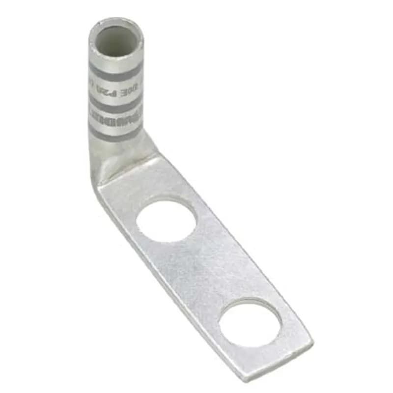 Panduit LCC500-12F-6 - Two-hole, long barrel lug, 500 kcmil wire, 1/2 stud hole, 1 3/4 hole spacing, 90 angle tongue.