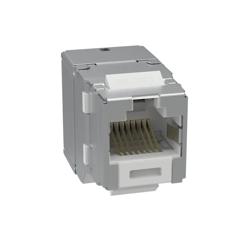 Panduit SKJ6X88WH - The Shielded Keystone Jack Module provides an industry standard keystone jack footprint for ANSI/TIA-568.2-E performance. The jack module is intended for termination onto 22-26AWG solid or stranded Category 6 cable in either T568A or T568B wiring using the industry standard punchdown tool. The jacks are 100% tested for component performance, and individually serialized for quality traceability. The jack is white with a metal shielding wrap.