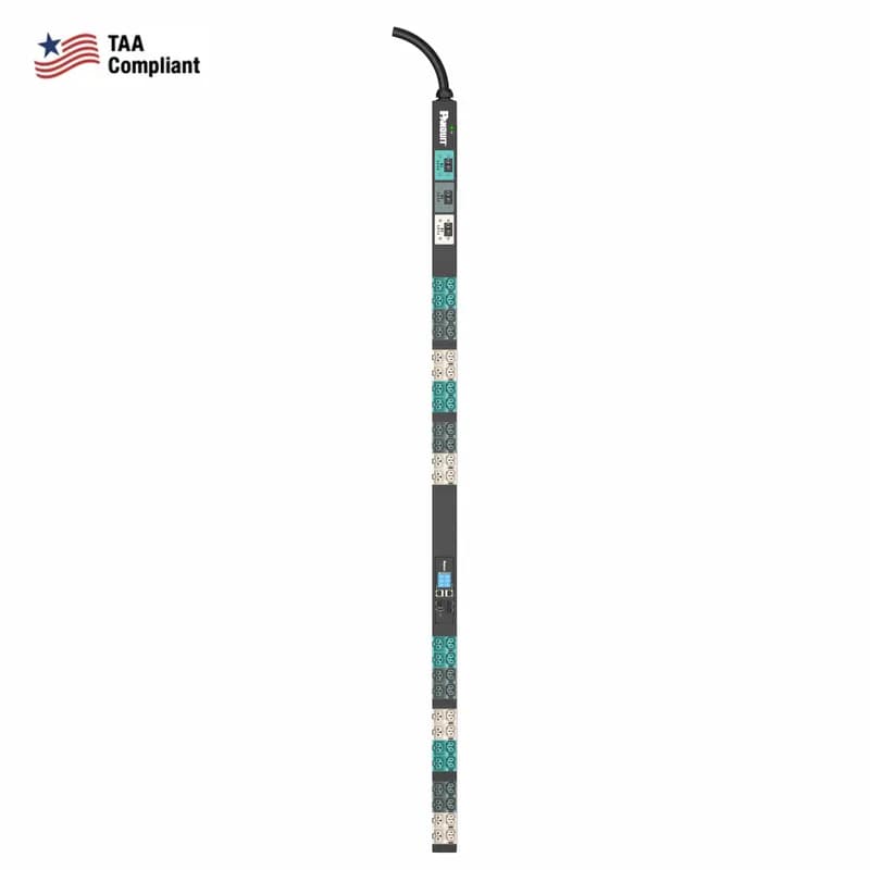 Panduit E48D22LTAA - TAA EL2P MI PDU, 30 AMP, (24)C13/C15, (24)C13/C15/C19/C21, NEMA L15-30P-3M, BLACK