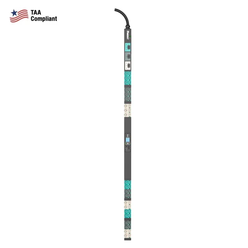 Panduit E42G04LTAA - TAA EL2P MSPO PDU, 30 AMP, (21)C13/C15, (21)C13/C15/C19/C21, NEMA L15-30P-3M, BLACK