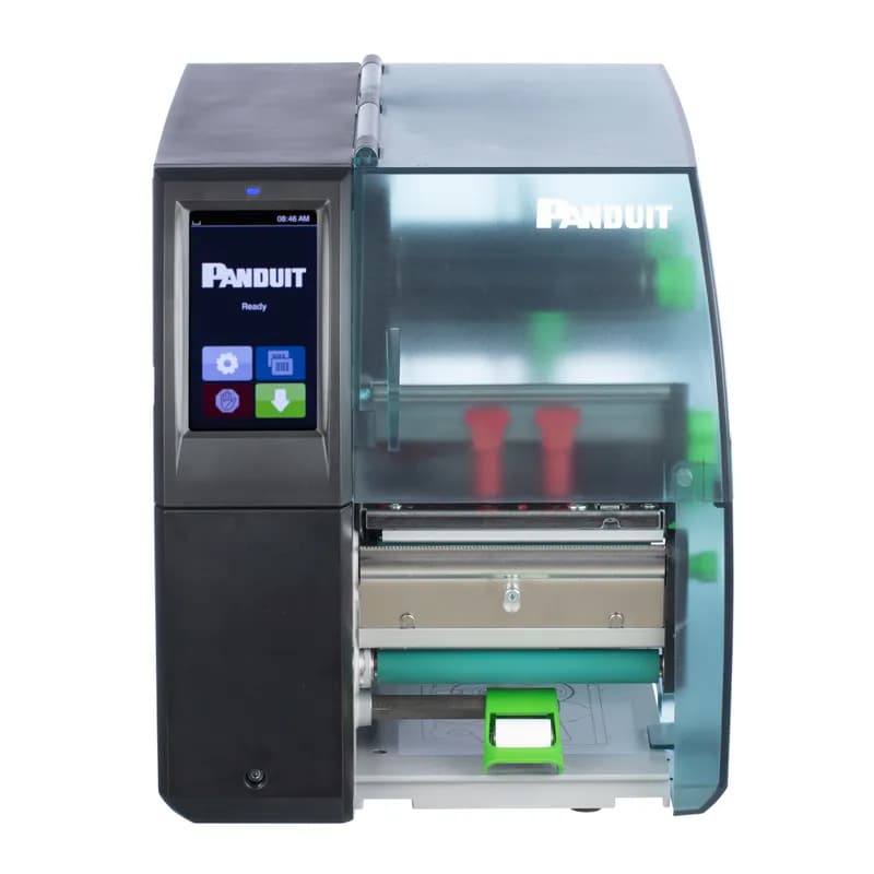 Panduit DP4600H/E - The DP4600H/E Thermal Transfer Desktop Printers produces high-quality print-on-demand labels for a wide range of applications. Easily print raised panel labels, electrical component labels, network component labels, arc flash labels, and safety signs for equipment and facility identification. Includes 600 dpi printer, Easy-Mark™ Labeling Software, RHEH4BL black hybrid ribbon, USB cable, quick start guide, and UK, Germany, Switzerland, and China power cords; not for use in North America.