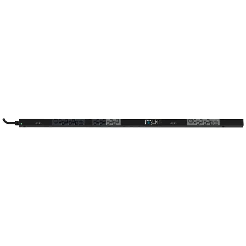 Panduit P24E01G - The Panduit™ G6 Monitored Switched PDU features (20) C13 and (4) C19 outlets. It is a 32 amp, 230 V, single phase PDU with an IEC 60309 2P+E 6h 32A (IP44) input plug and a 10 foot (3m) power cord. The PDU is black.