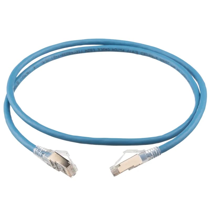 Panduit S6XPC5MBU - The shielded Cat 6A Patch Cord is constructed of 26 AWG, twisted pair, stranded, LSZH cable with modular plugs. Includes integral pair manager and tangle free latch to prevent snags. The patch cord’s slender strain relief boot provides easy access in high-density applications. The patch cord is 5 meter in length and blue.