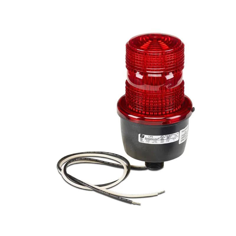 Federal Signal LP3M-120R - StreamLine Strobe Light, Low Profile, UL and cUL, 120VAC, Male Pipe Mount, Red