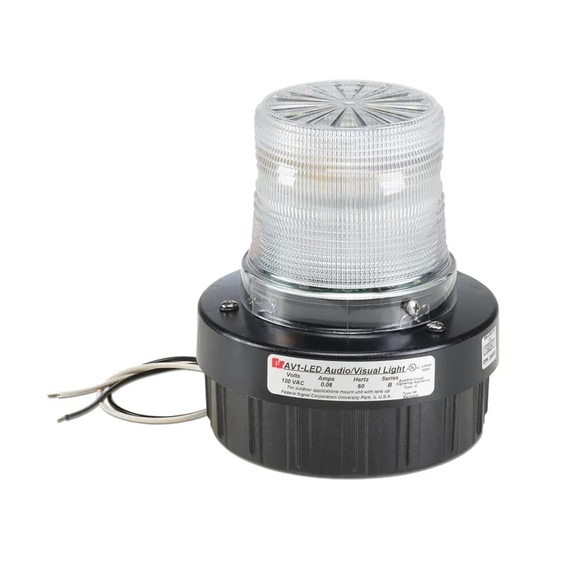 Audible Visual Flashing LED Light, UL and cUL, 24VDC, Clear