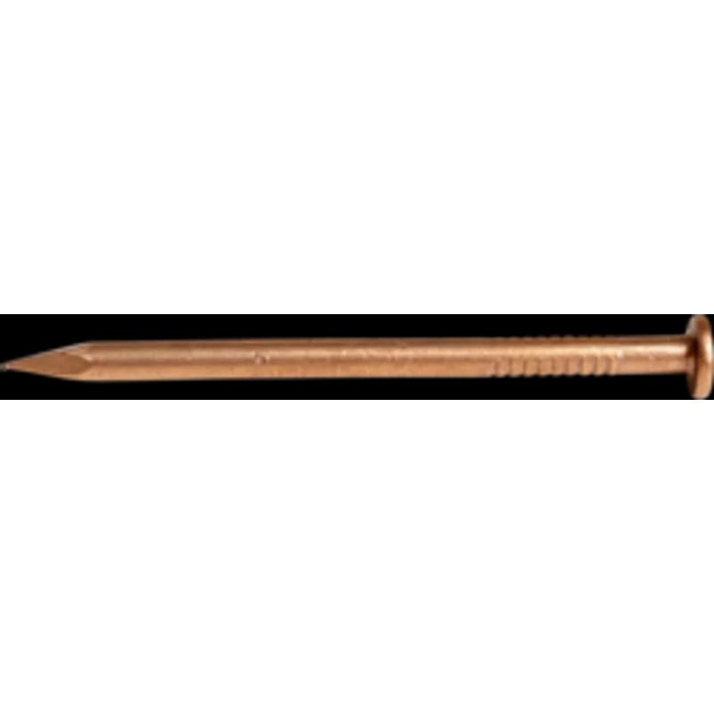 Minerallac Company NC10 - A 10-D common nail with a 3.000-inch length and 0.144-inch shank diameter. It is made of bright-wire steel with a copperclad finish and a flat head. The sheet identifies it as a common nail for general fastening use.