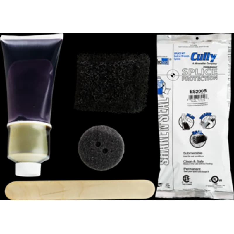 This is a 2" Uraseal electrical splice kit for butt or branch splices. It is designed for direct burial and water-tight applications. The kit uses a permanent encapsulant and is black in color. It is rated for 600 volts or less and an operating temperature of max 90° C.