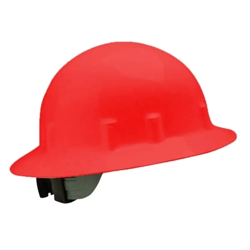 Minerallac Company 29418 - Blockhead hard hat with ratcheting suspension designed for all-day use. It has an 8-point adjustable ratcheting suspension system and a wide brim with a unique smooth dome design. The shell color is red and the hat size is one size fits most.