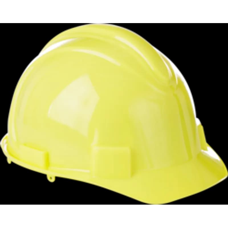 Minerallac Company 29432 - This is a Charger hard hat with a yellow shell and ratchet & plastic suspension. It is made of HDPE (high density polyethylene) and has a flame retardant treated fleecy cotton sweat band. The hard hat has accessory slots and is sized for head sizes 6-1/2 thru 8.