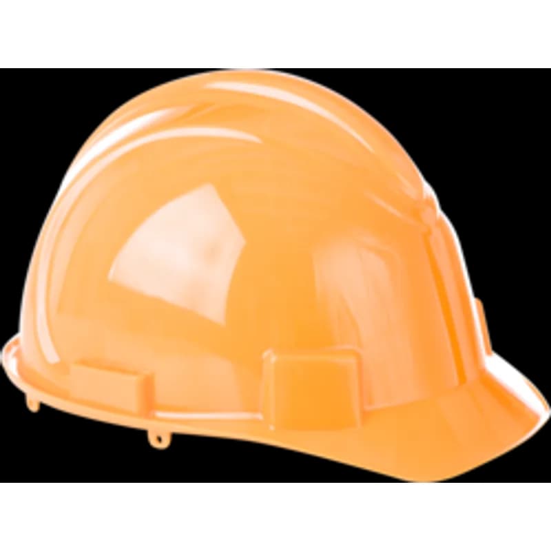 Minerallac Company 29444 - This is a hard hat with ratchet and plastic suspension. It has a contoured dome, short cap bill, and Antiglare Griptech bill, and is constructed for the addition of a 4-point chin strap. The shell is HDPE high-density polyethylene with a high visibility orange shell color and a flame retardant treated fleecy cotton sweat band.