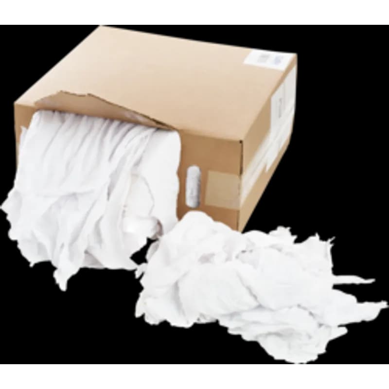 Minerallac Company 37584 - All-purpose cloth rags in a 25 lb. box. They are made of white cloth in new bleached knit form and are relatively lint-free. The rags are washable, economical, and cut in usable-sized pieces for general cleaning, paint spills and cleanup, staining and varnishing, polishing, and dusting.