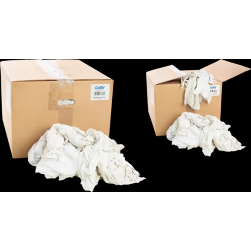 Minerallac Company 37588 - All-purpose cloth rags supplied in a 50 lb. box. They are made from cloth knit t-shirt material in white. The rags are described as more durable than paper, washable, and economical, and are intended for general cleaning, paint spills and cleanup, staining and varnishing, polishing, and dusting.