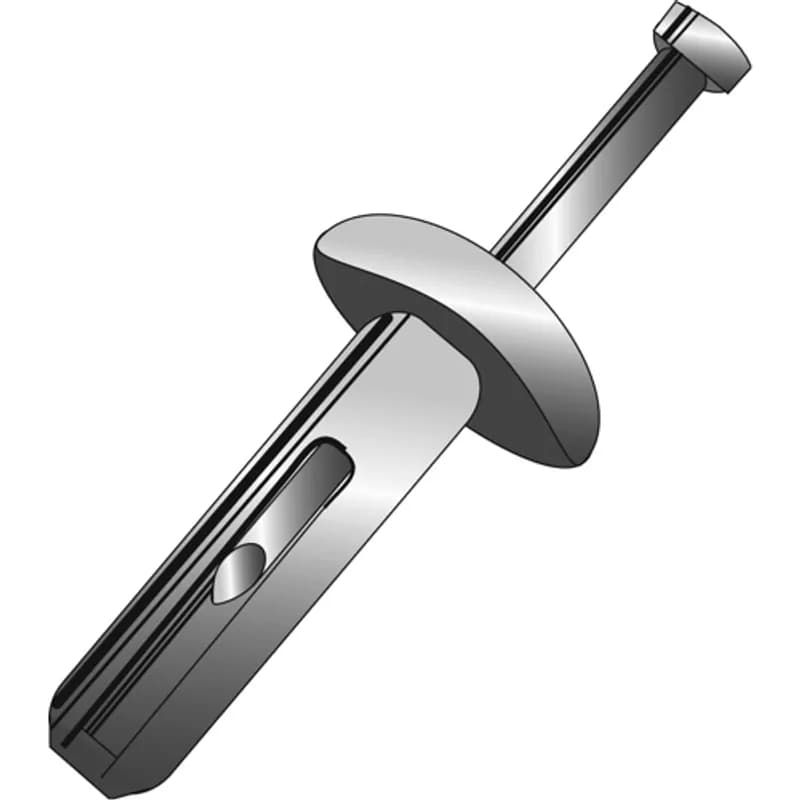 Minerallac Company 59011 - A general purpose hammer drive nail expansion anchor for use in concrete, block, brick, and stone. It has a Zamac zinc alloy body with a steel nail and a zinc finish. The anchor measures 3/16 inch diameter by 7/8 inch length and requires a 3/16 inch drill size with 1-1/8 inch minimum embedment depth.