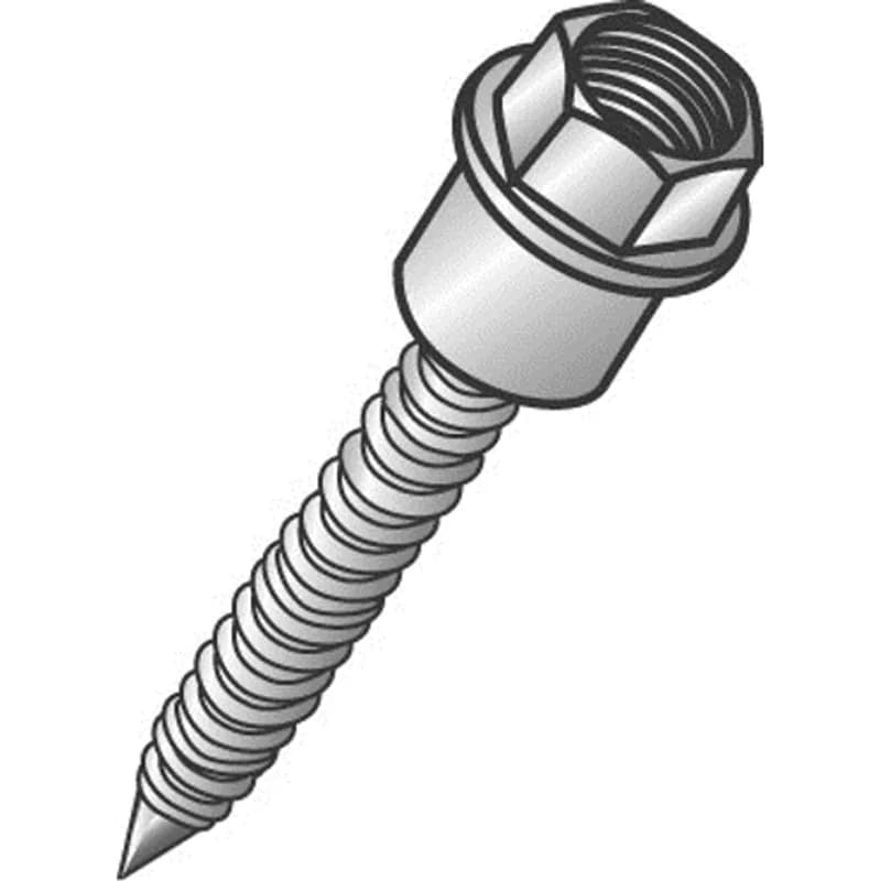 Minerallac Company 59615 - Vertical threaded rod anchor for wood applications with an internally threaded head for receiving threaded rod. Made of steel with a yellow dichromatic finish for corrosion protection. The anchor is 1/4 in size and 1-7/8 in long, with a 20 TPI internal thread.