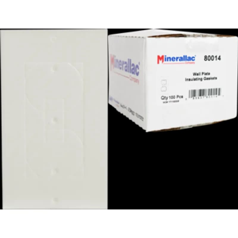 Minerallac Company 80014 - Wall plate insulating gasket made as a foam thermal barrier for toggle and duplex receptacles. It is easily installed behind an outlet or wall plate. The gasket is used to seal outlet and wall plates to reduce heat loss.