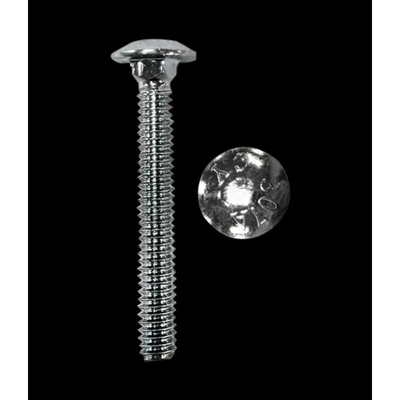 These are carriage bolts with a round head and square neck design. They are made of steel with a zinc plated finish. The bolt size is 3/8"-16 x 8" and the diameter is 0.375".