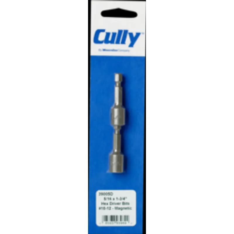 Minerallac Company 39005D - Hex Tek driver bit for #10-12 screw applications. It is made of steel and has a magnetic tip. The bit has a 5/16 in drive size, a 1 in shank size, and a 1-3/4 in length.