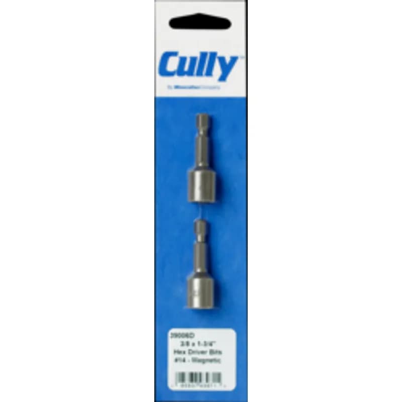 Minerallac Company 39006D - Hex driver bit for use with 1/4 in hex shank drivers. It is made of steel and features a magnet to improve fastener retention. The bit has an overall length of 1-3/4 in, a shank size of 1/4 in, and a tip size of #14.