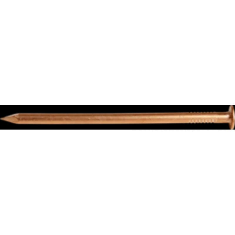 Minerallac Company NC10-X1 - A 10-D copper clad common nail. It is 3 inches long and .144 inches in diameter. The sheet identifies it as a 1 lb box product.