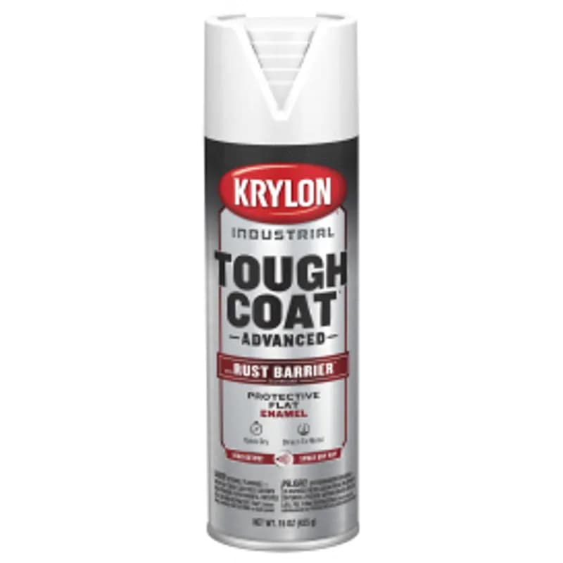 Minerallac Company 37585 - Krylon® Industrial Tough Coat® Advanced Aerosol Paint with Rust Barrier Technology, Protective Flat Enamel, Flat White, 20 oz. Can, 15 oz. Net Wt. / 6 per Case
