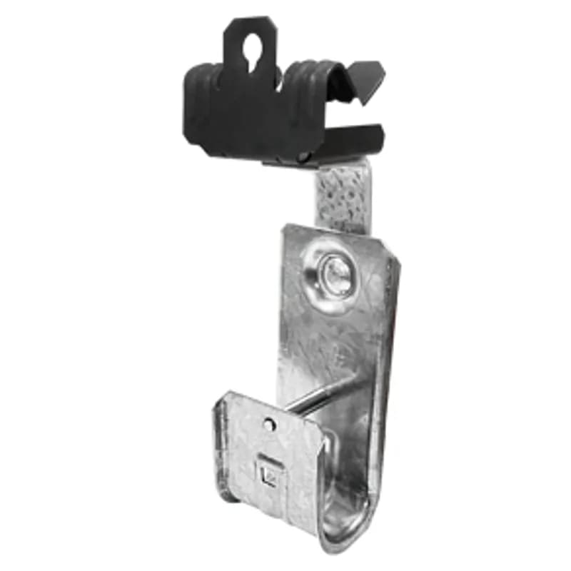 Minerallac Company J75BBC916 - 3/4" J-Hook, Right Angle Bracket and Hammer On Beam Clamp Assembly, Beam Clamp Fits 9/16-3/4" Flange & Rotates 360° degrees, Includes Steel Retaining Pin, Pre-Galvanized/Spring Steel