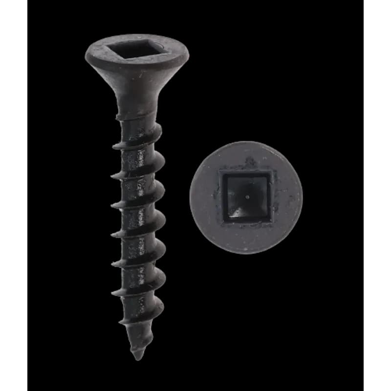 Minerallac Company 14020BFG - 10 x 1-1/4" Particle Board Screws, Deep Thread, Square Drive, Black,Jar