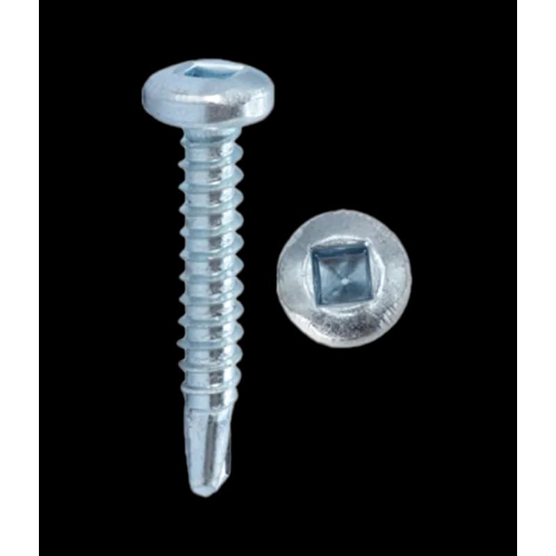 Minerallac Company 27216BFG - 12 x 1" Self-Drilling (TEK) Sheet Metal Screw, Pan Head, Square Drive, #3 Drill Point, Zinc Plated, Box