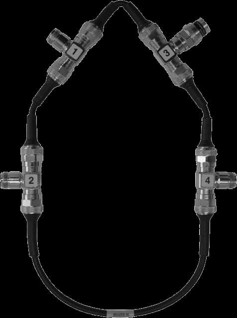ring hybrid combiner/splitter - Frequency range: f0 3.8% MHz - Connector: 4*N-female - VSWR: <1.2