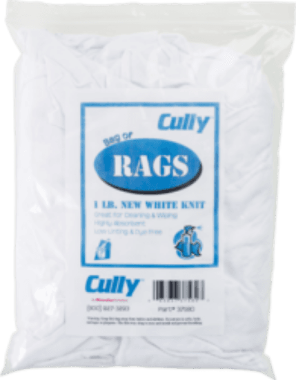 Minerallac Company 37580 - All-purpose cloth rags in a 1 lb. bag. They are made of cloth in new bleached knit form and are relatively lint-free. The rags are white, washable, and cut in usable-sized pieces for general cleaning, paint spills and cleanup, staining and varnishing, polishing, and dusting.