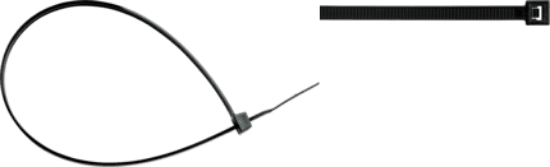 This is a 36-inch natural cable tie for cable management. It is made of nylon / 6/6 nylon and is intended for indoor use. The tie has a bundle diameter range of 3/16 inch to 11 inches and a tensile strength of 175 lbs.