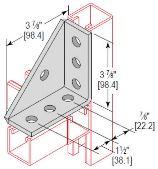 Minerallac Company CAUG7HEG - A 7 hole universal gusset corner angle. It is zinc plated. The sheet identifies it as catalog number CAUG7HEG.