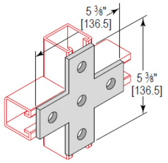 Minerallac Company XP5HEG - A 5 hole cross plate with a zinc plated finish. The sheet identifies it as catalog number XP5HEG. It is a stud bolt-related hardware item used as a cross plate.