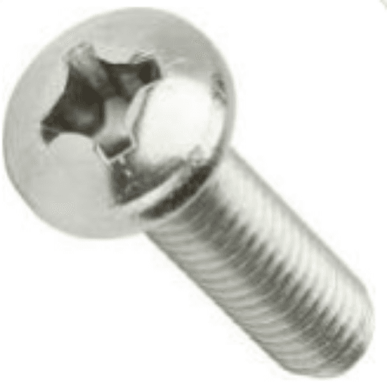 A 10-24 x 1-3/4 inch machine screw with a round head and Phillips drive. It is made of 18-8 stainless steel. The sheet identifies it as a machine screw in jar packaging.