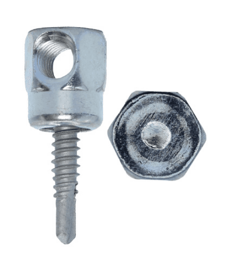 Minerallac Company 61180 - Threaded rod anchor for steel, designed for horizontal mounting and hanging threaded rod. It is made of steel with an electro-zinc finish and has a silver head color. The sheet lists a 5/16 in size, 1-1/4 in length, 18 thread size, and 3/8 in rod size.