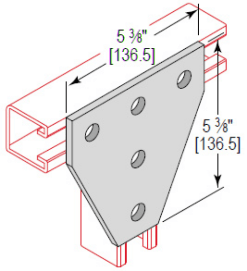Minerallac Company TGP5HEG - A 5 hole tee gusset plate with a zinc plated finish. The sheet identifies it as catalog number TGP5HEG. It is made in the USA.