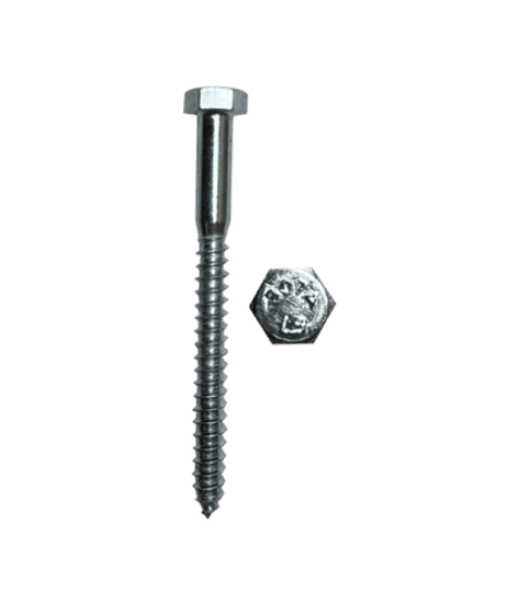 Hex lag screw for use in wood in non-corrosive environments. It is made of steel with a zinc plated finish. The screw size is 1/2 in. and the length is 4 in. It has a hex head with a 3/4 in. head width and 11/32 in. head height.