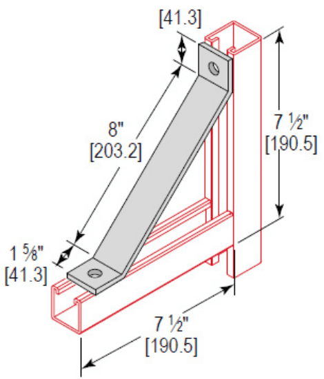 Minerallac Company AB8EG - An 8-inch angle brace. It is zinc plated. The sheet identifies it as catalog number AB8EG.