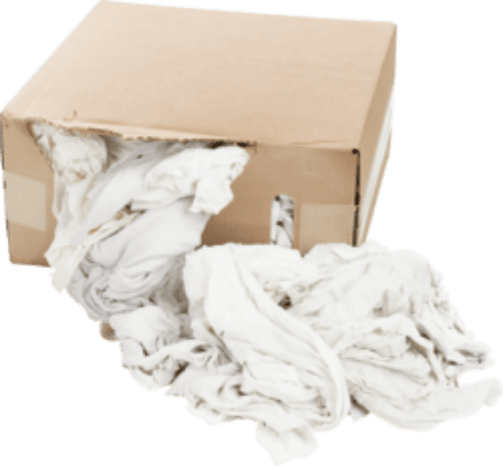 Minerallac Company 37587 - All-purpose cloth rags supplied in a 25 lb box. They are made from 100% recycled cotton and recycled white knit T-shirt material. The rags are white, washable, and cut into usable-sized pieces for general cleaning, paint spills, staining, varnishing, polishing, and dusting.