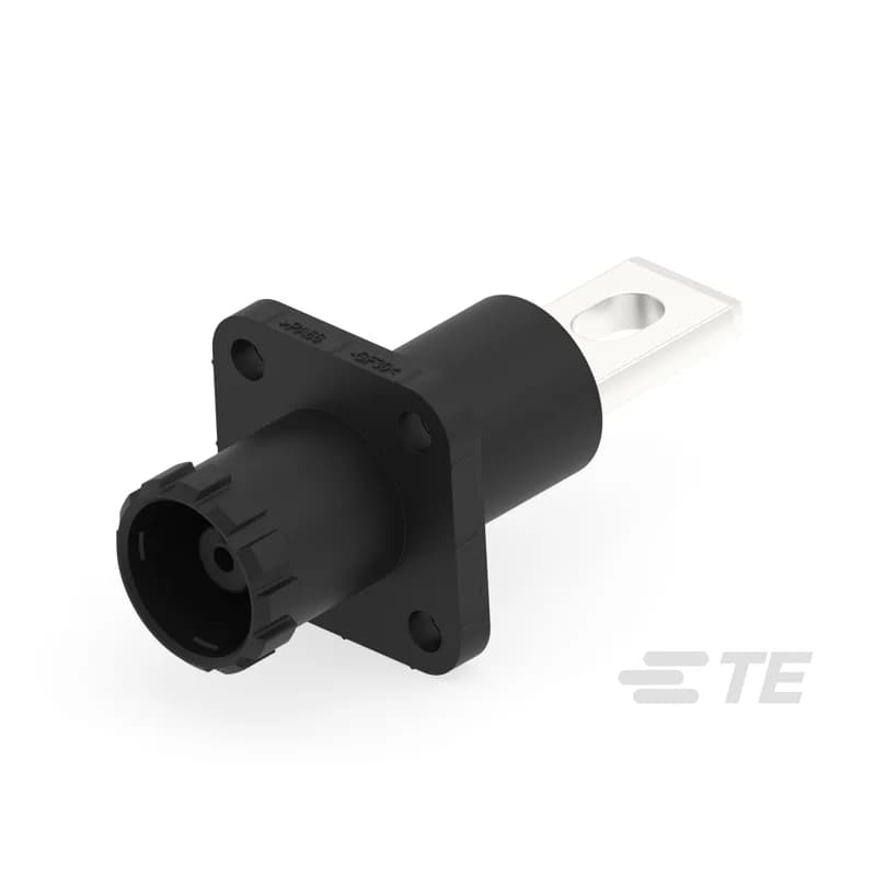 TE Connectivity H101100130A-000 - 1 Position Circular Power Connector, Connector Assembly, 1500 VDC, Cable-to-Panel, Sealable, Bus Bar, Receptacle, Pin, Power, Black, All Plastic